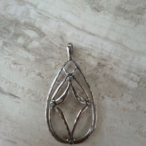 Sterling silver open pendant w/4 crystals